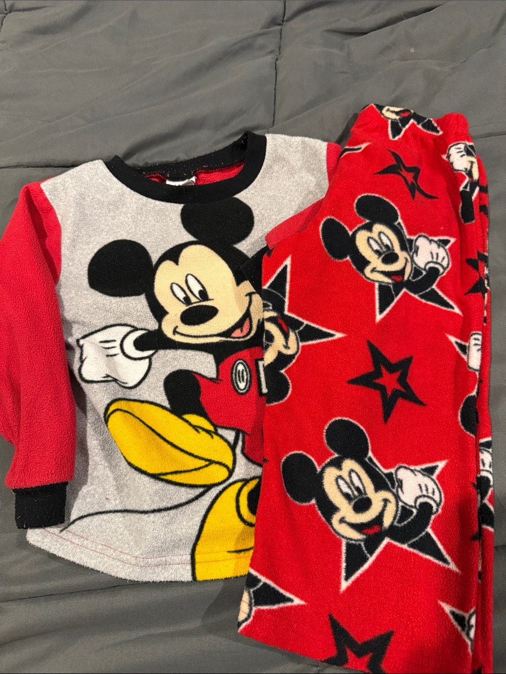 Mickey Mouse Red & Gray Kids Pajama Set